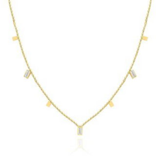 N27 RECTANGLES CZ- 18K GOLD-PLATED STAINLESS-STEEL NECKLACE