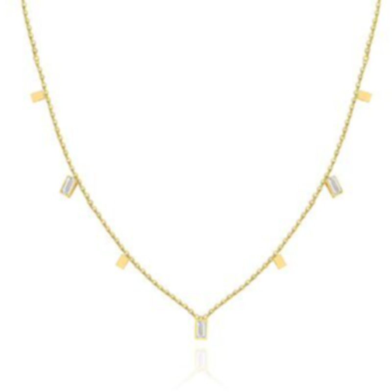 N27 RECTANGLES CZ- 18K GOLD-PLATED STAINLESS-STEEL NECKLACE Main Image