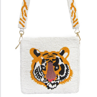 C52-Tiger Beaded Square Crossbody Bag