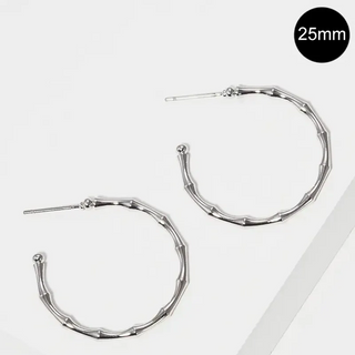 M15- 25mm Twig Branch Metal Open Hoop Earrings(available in Gold, Silver & Matte silver - Thumbnail 2