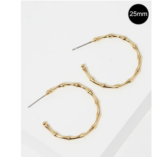 M15- 25mm Twig Branch Metal Open Hoop Earrings(available in Gold, Silver & Matte silver