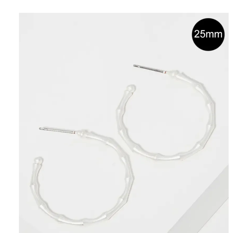 M15- 25mm Twig Branch Metal Open Hoop Earrings(available in Gold, Silver & Matte silver - Thumbnail (Preview) 3