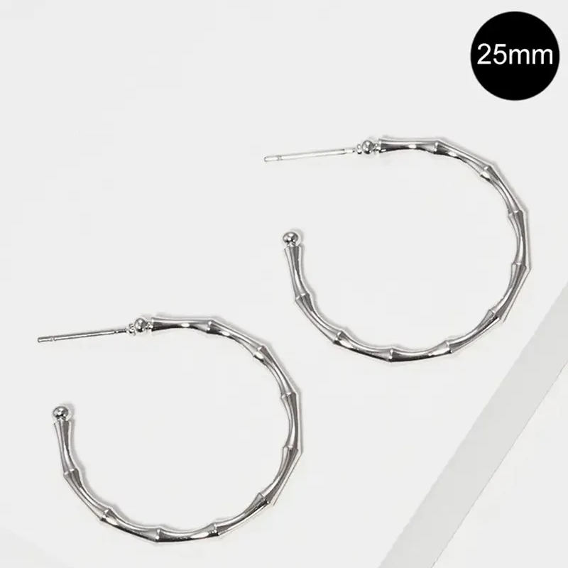 M15- 25mm Twig Branch Metal Open Hoop Earrings(available in Gold, Silver & Matte silver - Thumbnail (Preview) 2