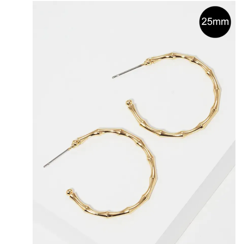 M15- 25mm Twig Branch Metal Open Hoop Earrings(available in Gold, Silver & Matte silver Main Image