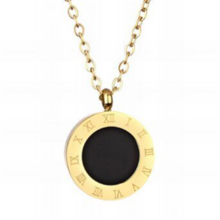 INS15- Roman Numeral Clock Necklace 18K GOLD-PLATED STAINLESS-STEEL NECKLACE