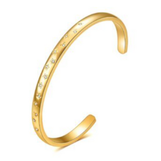 BR14- STAR CZ CUFF 18K GOLD-PLATED STAINLESS-STEEL "STAR" BRACELET