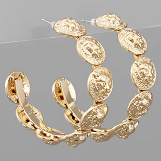 C53-Multi Tiger Head Gold Hoops