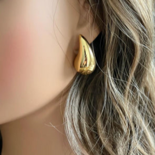 CL45- Effortlessly Chic Gold High-Polished Water drop Earrings - Thumbnail 3