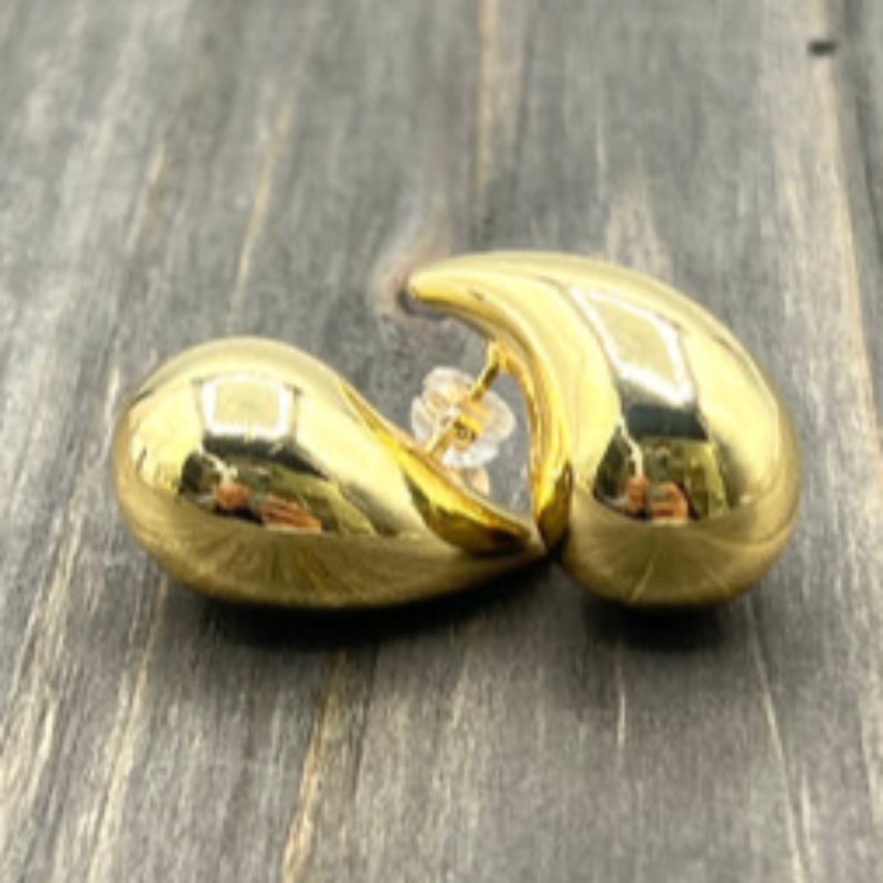 CL45- Effortlessly Chic Gold High-Polished Water drop Earrings - Thumbnail (Preview) 2