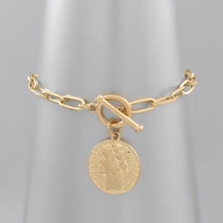 M98- Coin Charm Chain Bracelet