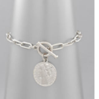 M98- Coin Charm Chain Bracelet - Thumbnail 4