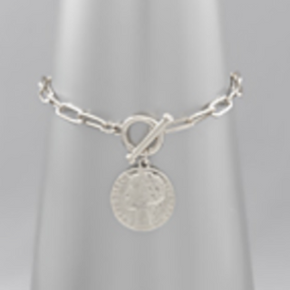 M98- Coin Charm Chain Bracelet - Thumbnail 2