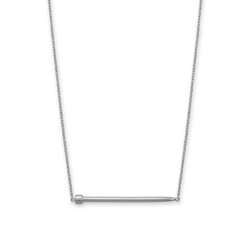 Y43- 16" + 2" Rhodium Plated Nail Necklace