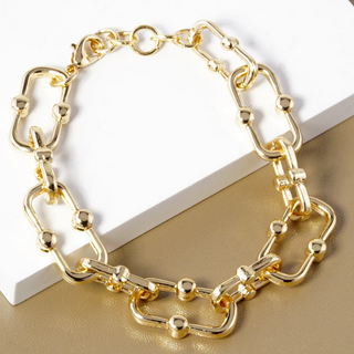 M10-18K Gold Dipped Brass Link Chain Bracelet (also available in white gold)