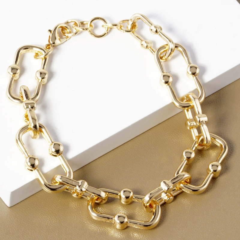 M10-18K Gold Dipped Brass Link Chain Bracelet (also available in white gold) Main Image