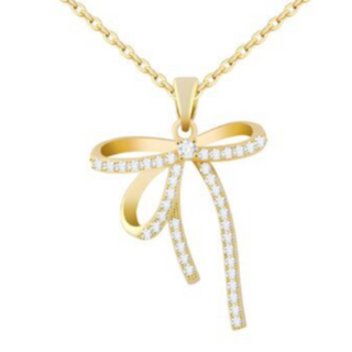 BZ1- 3 LOOP BOW 18K GOLD PLATED STAINLESS STEEL NECKLACE