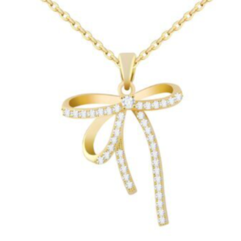 BZ1- 3 LOOP BOW 18K GOLD PLATED STAINLESS STEEL NECKLACE Main Image