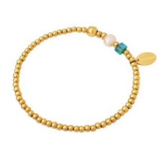 BR11- GOOD LUCK BEAD 18K GOLD-PLATED STAINLESS-STEEL BRACELET