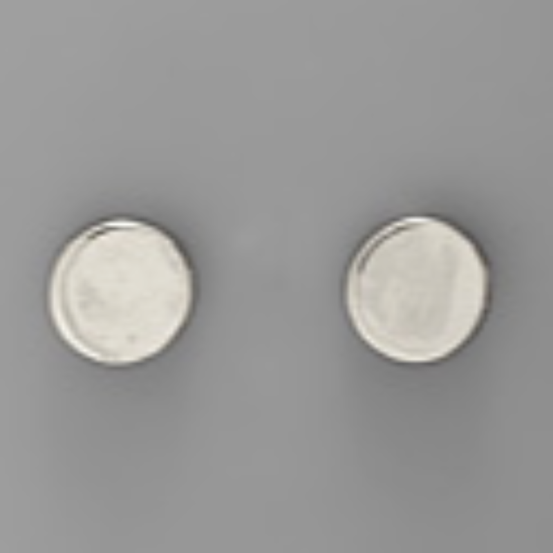 M31- Silver Metal Button Earrings Main Image