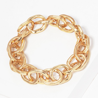 M2-Hammered metal and acetate mixed stretch link chain bracelet