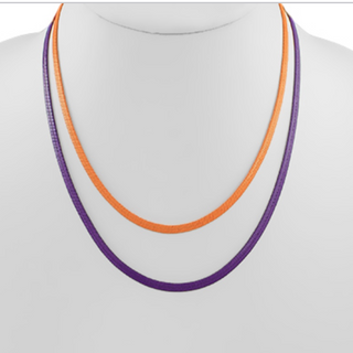 C79- 16 & 17 “ herringbone necklace - orange & purple 