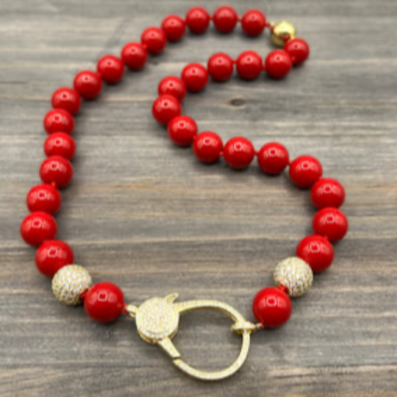 M64- 12mm Knotted Bead Necklace - Thumbnail (Preview) 2