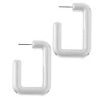 Y83- Rectangle Shaped Metal Hoops (Gold & Silver) - Thumbnail 2