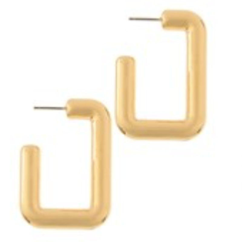 Y83- Rectangle Shaped Metal Hoops (Gold & Silver) Main Image