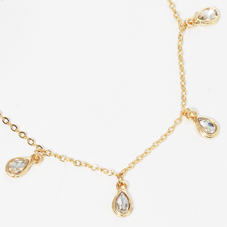 N46- Crystal teardrop stone charms dainty necklace