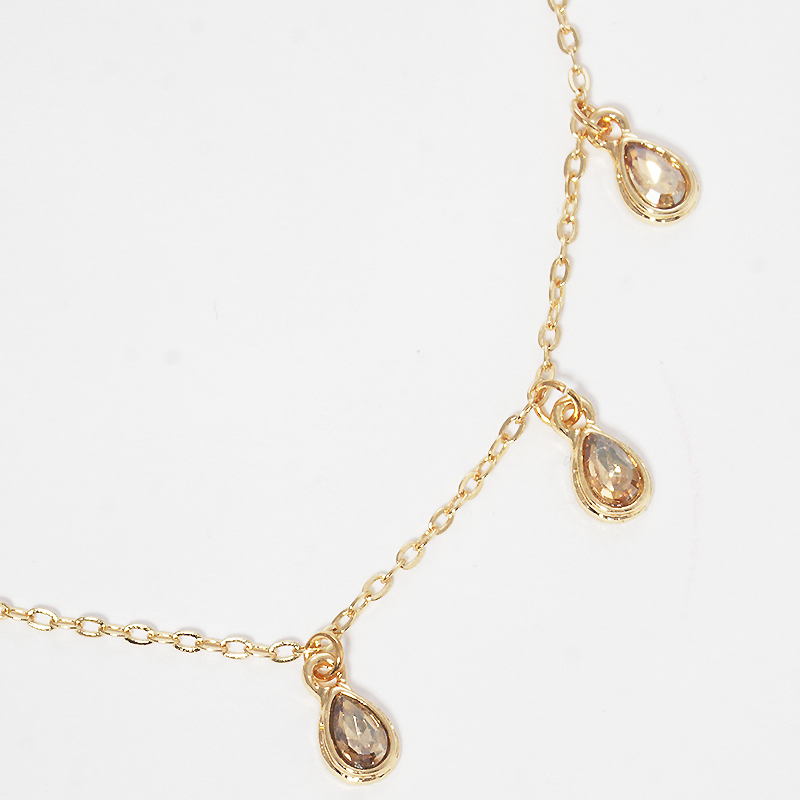 N46- Crystal teardrop stone charms dainty necklace - Thumbnail (Preview) 2