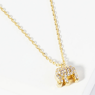 N43- 18K Gold Dipped Micro Pave Set CZ Elephant Pendant Necklace