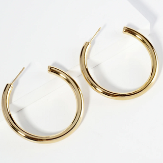 CL29-  18K Gold Dipped Classic 40mm Stainless Steel Hoop Earrings