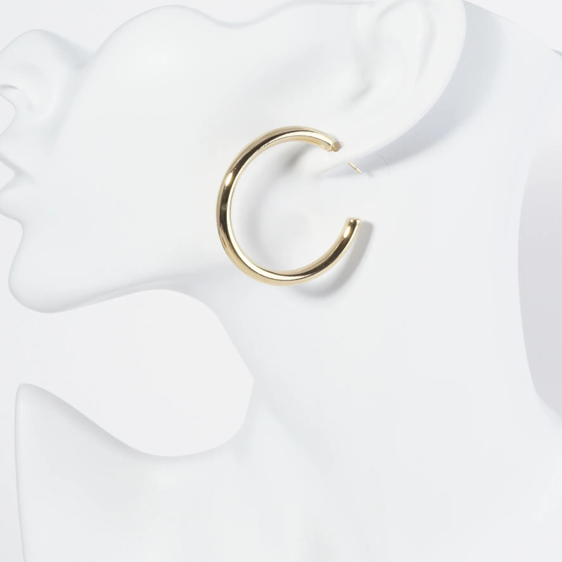 CL29-  18K Gold Dipped Classic 40mm Stainless Steel Hoop Earrings - Thumbnail (Preview) 2