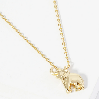 N44-18K Gold Dipped Brass Elephant Pendant Necklace