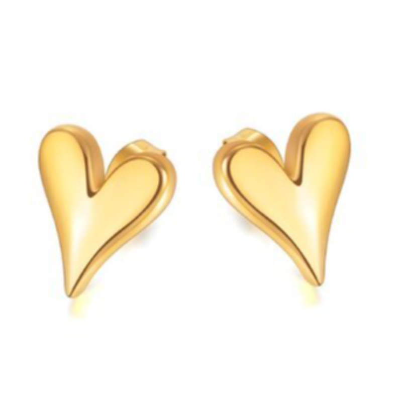 Y96-18K GOLD PLATED STAINLESS STEEL "HEARTS" EARRINGS Main Image