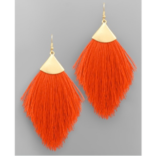 T171- 4 1/4” Orange Capped Tassel Earrings