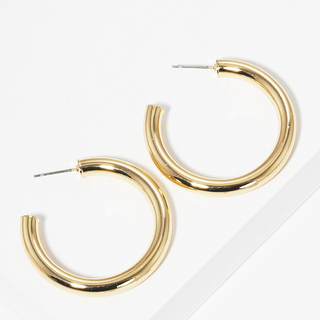 CL25- 30mm Bold Brass Hollow Hoop Earrings (5 color options)