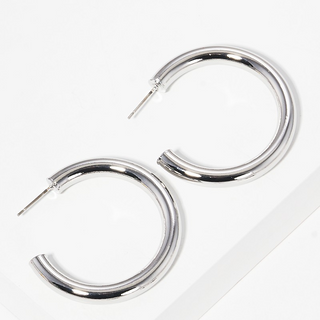 CL25- 30mm Bold Brass Hollow Hoop Earrings (5 color options) - Thumbnail 2