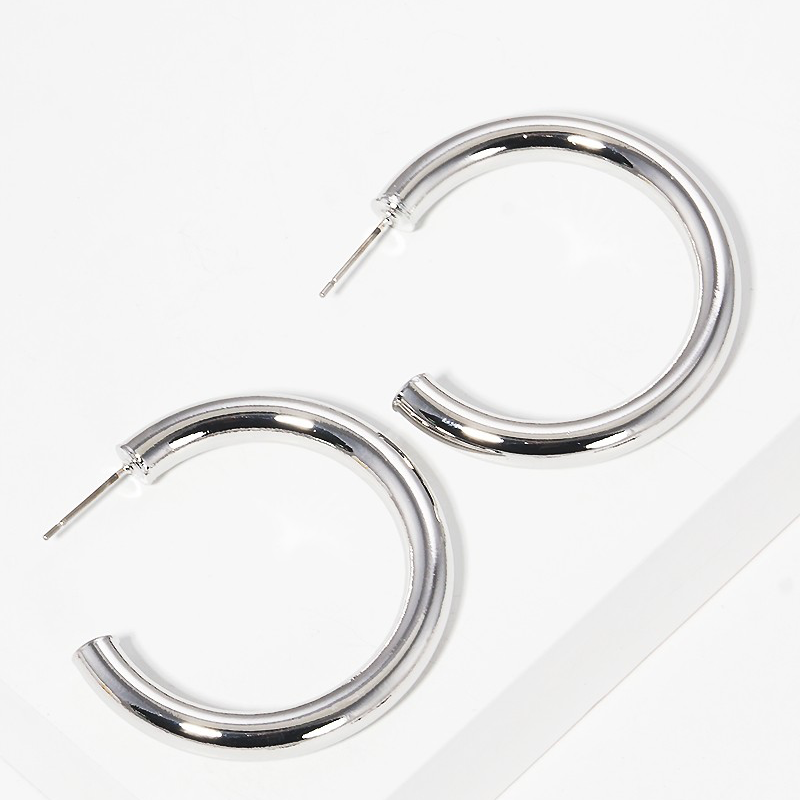 CL25- 30mm Bold Brass Hollow Hoop Earrings (5 color options) - Thumbnail (Preview) 2