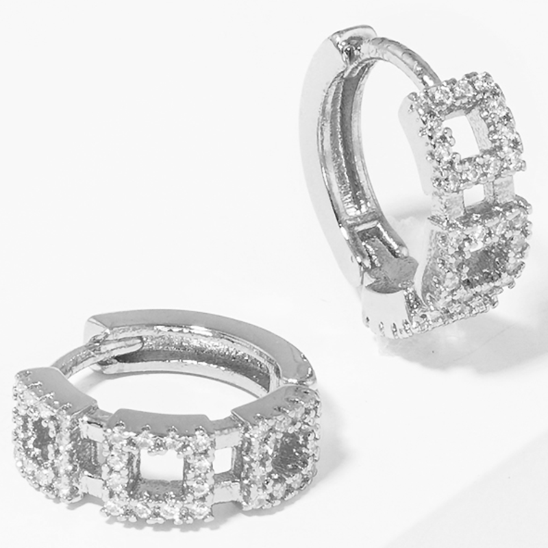 M109- 18k Gold Dipped CZ Hoop Earrings - Thumbnail (Preview) 2