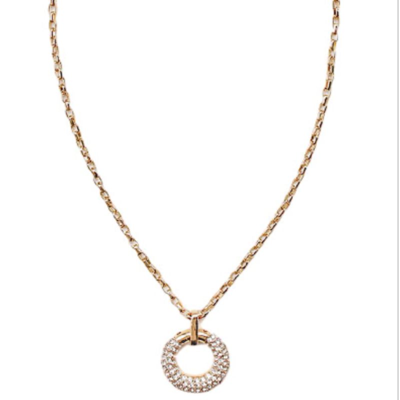 M89-Paved Crystal Circle Necklace Main Image