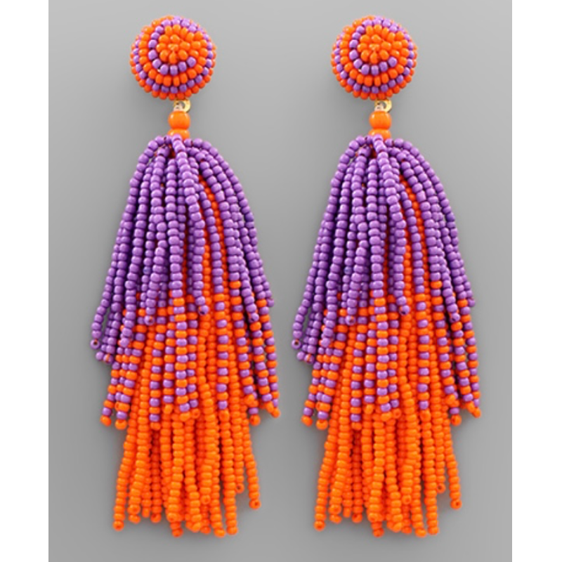 C20- Two Tone Bead Tassel Earrings Main Image