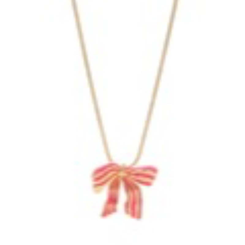 Y54-Stripe Bow Pendant Necklace (white, pink, & blue) Main Image