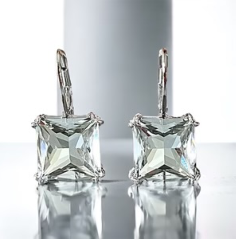 CL56- Swarovski Element Crystal Lever back Earrings (gold, silver & multiple color crystals available) Main Image