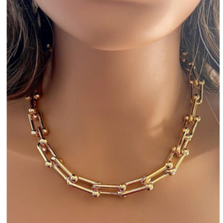 CL43- Utopia: U-Shaped Hardware Large Link Necklace - Thumbnail 3