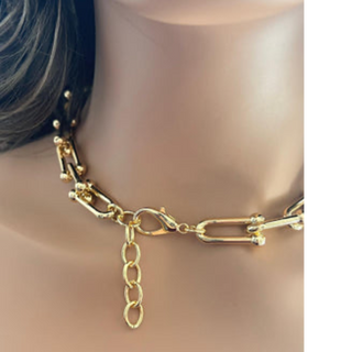 CL43- Utopia: U-Shaped Hardware Large Link Necklace - Thumbnail 2