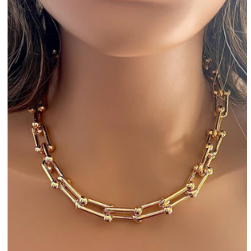 CL43- Utopia: U-Shaped Hardware Large Link Necklace - Thumbnail (Preview) 3