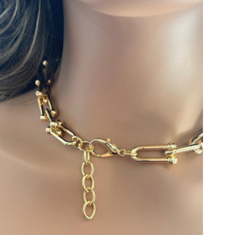 CL43- Utopia: U-Shaped Hardware Large Link Necklace - Thumbnail (Preview) 2