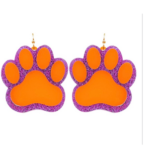 C3- Tiger print Tiger Paw Earrings 