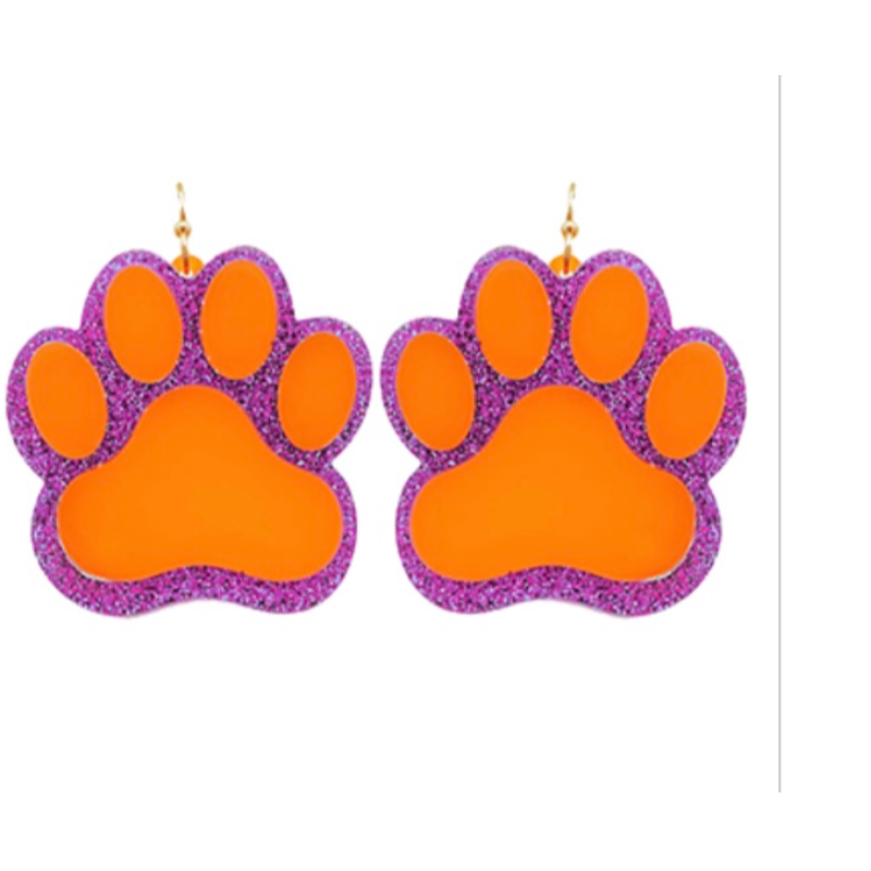 C3- Tiger print Tiger Paw Earrings  Main Image